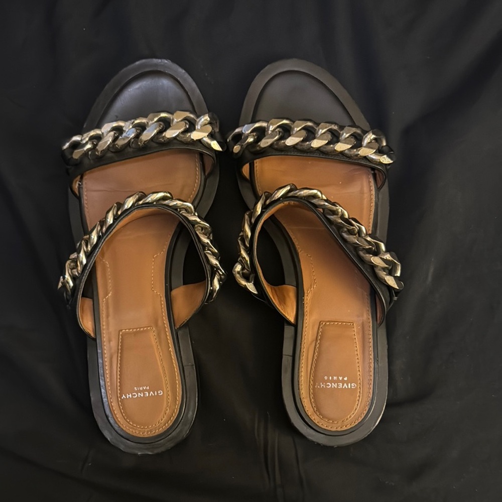 Givenchy Black and Brown Chain Flats